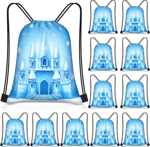 Miniatura 11 de Censen 24 piezas de bolsas con cordón, conjunto a granel, 12 x 10 pulgadas, bolsas de regalo con temática de princesa y príncipe, bolsas de regalo