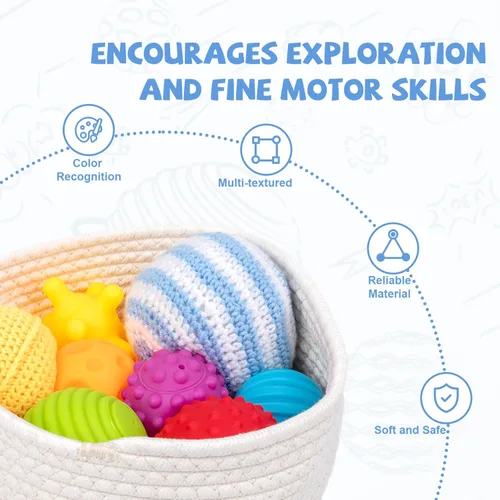 Miniatura 3 de Adena Montessori Paquete de 8 bolas sensoriales para niños pequeños de 1 a 3 años, juguetes sensoriales para bebés de 6 a 12 meses, juguete