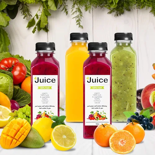 Miniatura 5 de DEPEPE Paquete de 24 botellas de plástico para jugo de 16 onzas con tapas, recipientes reutilizables y para sacar jugo con tapas, recipientes