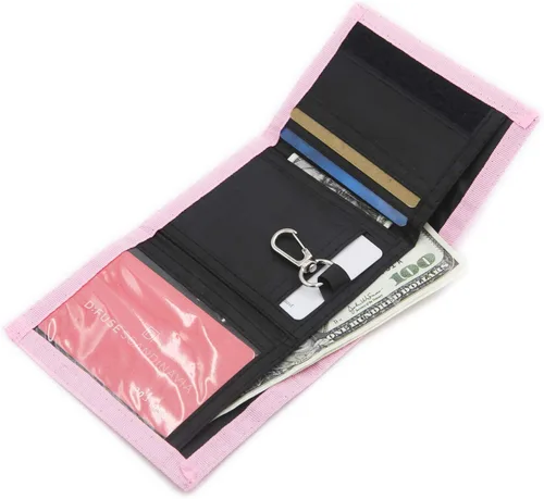 Miniatura 2 de Cartera de bloqueo de RFID identificación de frecuencia de radio de tres partes de lona para deportes al aire libre para niños Cartera de bolsillo