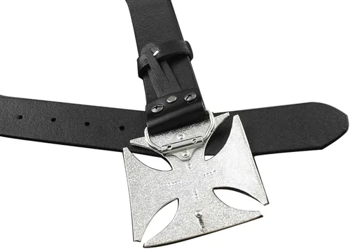 Miniatura 4 de Cinturón de piel de vaca auténtica para hombre con hebilla cruzada y hebilla de hierro