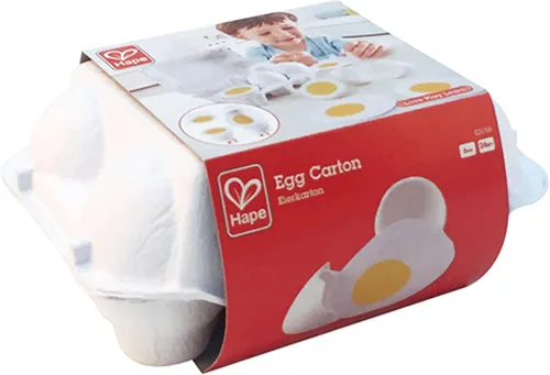 Miniatura 6 de Hape Cartón de huevos 3 huevos duros con cáscara fácil de despegar y 3 fritos, juguete educativo realista de madera para niños de 3 años