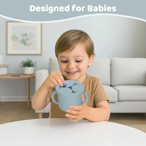 Miniatura 5 de Recipientes de silicona de grado alimenticio para aperitivos, recipientes de aperitivos con asas y tapa para niños pequeños (color 2)