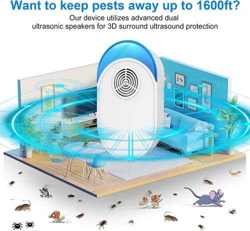 Miniatura 6 de 2025 Repelente ultrasónico mejorado 8 paquetes, repelente ultrasónico de interior y repelente para cucarachas, roedores, ratones, insectos