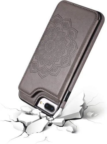 Miniatura 6 de UEEBAI Funda para iPhone SE 2022/7/8/SE 2020, funda de piel sintética con cierre magnético, ranuras para tarjetas, función de soporte