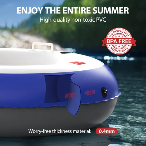 Miniatura 4 de QPAU Tubo inflable para río, 0.016 in de grosor, resistente a pinchazos, flotador de río resistente, balsa de río con respaldo ergonómico, parte
