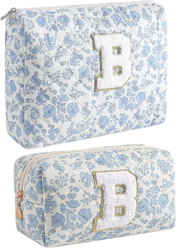 Miniatura 16 de Bolsa de maquillaje alfabética JOVAKIT, bolsa de cosméticos para mujeres, regalos de Navidad para niñas de 6 a 18 años, neceser de viaje con flores