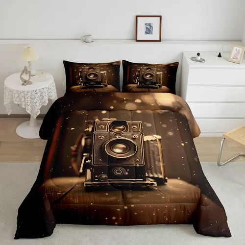 Miniatura 21 de Homewish Piano Music Comforter Set King Size,Musical Notes Bedding Set 3Pcs for Kids Girls Boys Teens Room Decor,Retro Graffiti Grey Gold Down Multi