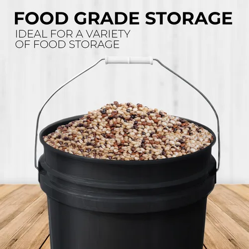 Miniatura 2 de EconoHome Contenedor de cubo negro de 5 galones sin tapa, asas de metal con agarre de plástico para un fácil transporte, fácil de apilar