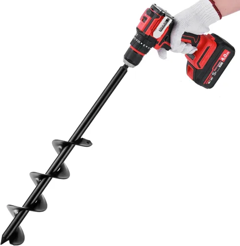 Miniatura 4 de ERYTLLY Plantador de Bulbos, Broca en Espiral, Herramienta de Jardinería 8 x 30,5 cm, Excavadora Rápida de Agujeros para Paraguas para Plantar