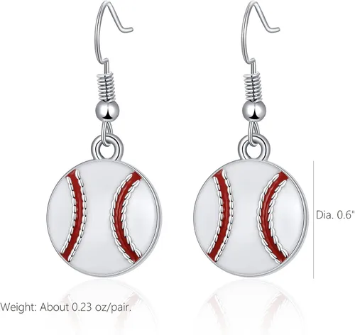 Miniatura 5 de Aretes colgantes de pelota deportiva aretes de fútbol, baloncesto, fútbol, voleibol, béisbol para mujeres fanáticos