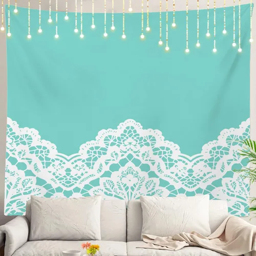 Miniatura 136 de Shrahala Tapiz de pared azul brillante, acuarela azul degradado para colgar en la pared, tapiz grande decorativo de fibra de poliéster, dobladillo