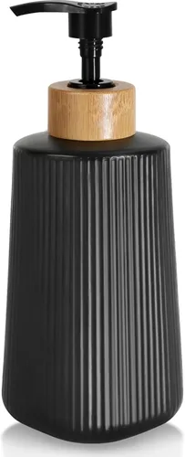 Dispensador de jabón de vidrio negro, dispensador de jabón de manos de vidrio grueso para baño, botellas de líquido para lavar platos de cocina,
