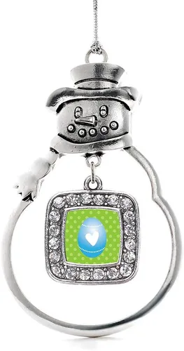 Miniatura 176 de Inspired Silver - Adorno de rodillo de reina - Adorno cuadrado de plata con muñeco de nieve con joyas de circonita cúbica