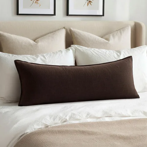 Miniatura 24 de MIULEE Fundas de almohada decorativas de lino de 12 x 20 pulgadas, almohadas neutras bohemias de cenizas azules para cama, paquete de 1 funda