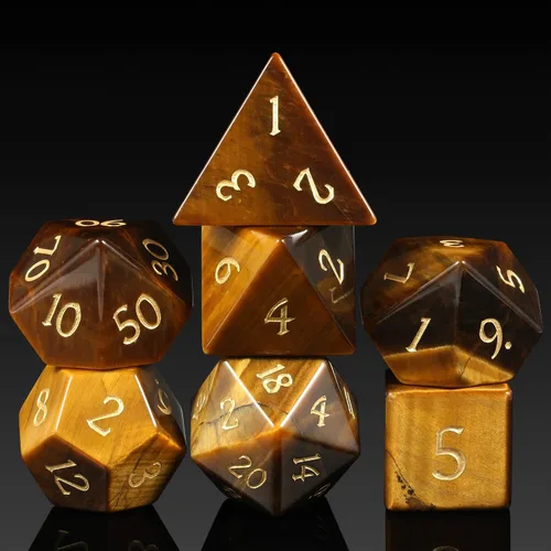Miniatura 24 de Juego de dados Aagte D&D DNDND Un juego completo de dados de piedra DND con estuche de regalo magnífico para juego de mesa Dungeons and Dragons