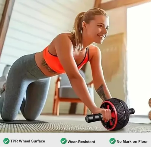 Miniatura 7 de Rueda de rodillo abdominal y rodillera, equipo de entrenamiento de abdominales para entrenamiento de fuerza abdominal y central, ruedas de ejercicio