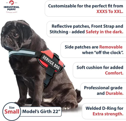 Miniatura 4 de Arnés Industrial Puppy para perros con correas y asa, y chaleco con parche reflectante, en un cómodo diseño de malla, Bright Red Rojo Brillante