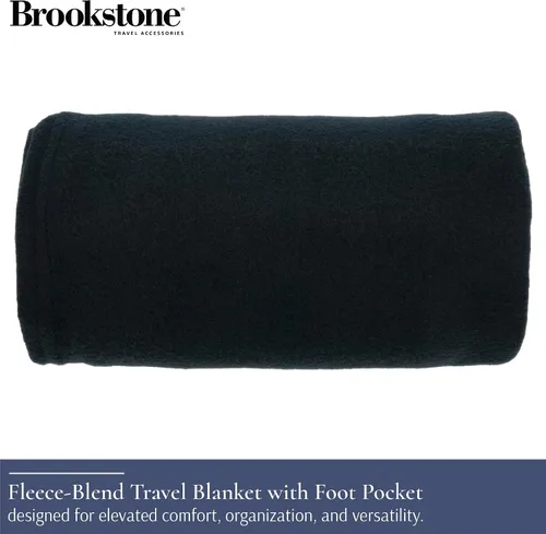Miniatura 2 de Brookstone Manta de viaje – Manta de forro polar súper suave con bolsillo para el pie, manta de viaje ligera y compacta, esencial para el avión