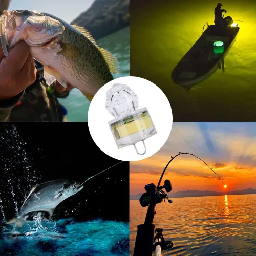 Miniatura 7 de Paquete de 10 luces LED de caída profunda de pesca, luces LED estroboscópicas intermitentes de colores, luz de pesca subacuática, atractantes