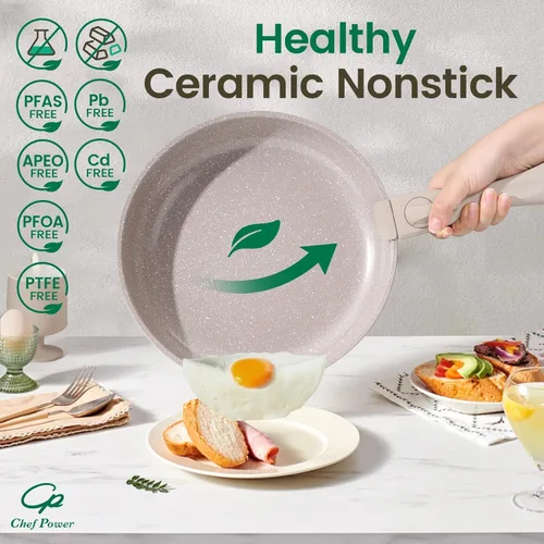 Miniatura 4 de Chef Power Juego de ollas y sartenes antiadherentes de cerámica de 19 piezas con mango desmontable, juego de utensilios de cocina apto