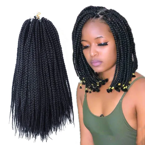 6 paquetes/lote (14/18/24/30) pulgadas, 0.4 in, 20 hebras por paquete, 3 extensiones de cabello trenzado de ganchillo finas, diámetro 3X,