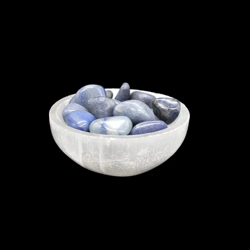 Miniatura 10 de Soul Sticks Cuenco de selenita de 3 pulgadas relleno de piedra semicristal y curativa de selenita pura, cuenco decorativo de carga de cristal de 7