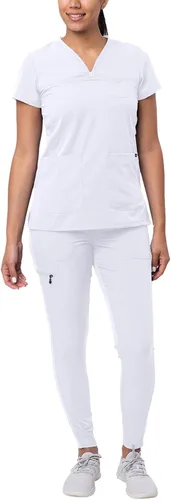 Adar Pro - Conjunto de ropa quirúrgica que facilita el movimiento para mujer, blusa quirúrgica con cuello en V en corazón y pantalón quirúrgico