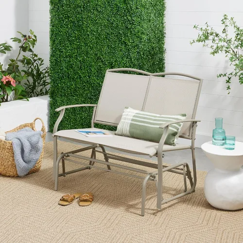 Miniatura 2 de Best Choice Products Columpio Deslizante de Patio para 2 Personas Banco Loveseat Balancín de Acero para Terraza, Porche con Tela Textilene, Marco