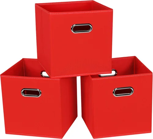 Miniatura 19 de STOREONE - Cubos de almacenamiento de tela con contenedores de cestas (28x28x28 cm) con asas dobles para estante, armario, organizadores de Negro