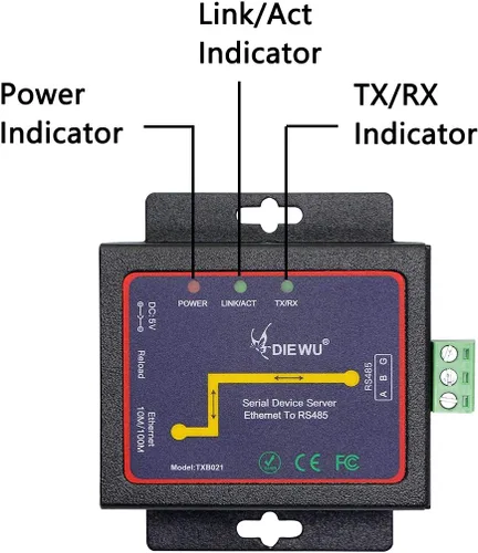 Miniatura 5 de CERRXIAN RS485 a Ethernet RJ45 TCP/IP Serial Device Servidor Convertidor Transmisión Transparente Dispositivo de Comunicación de Datos Seriales