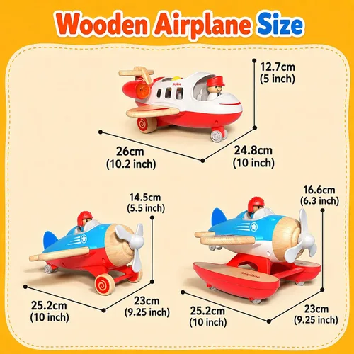 Miniatura 7 de Wanborns Juguetes de avión para niños pequeños de 1 a 3 años, juguetes de aviones con sonido y luz, mini juguetes de avión para introducir