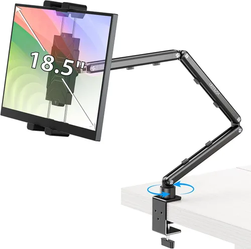 Miniatura 13 de Urmust Soporte de pared para tableta para iPad, rotación de 360°, soporte ajustable para tablet con brazo extensible de aluminio, para iPad
