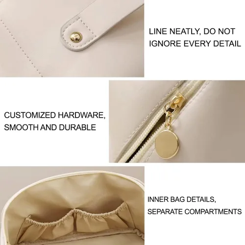 Miniatura 6 de Niumike Bolsas de cosméticos de viaje de gran capacidad para mujer, de piel sintética, pequeña, bonita, bolsa de maquillaje, bolsas de maquillaje