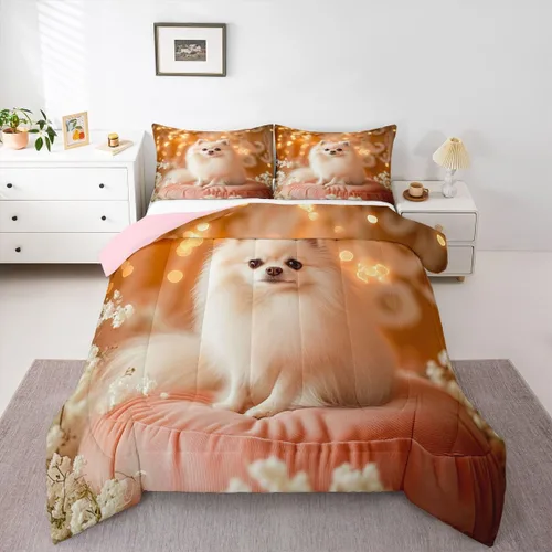 Miniatura 20 de Erosebridal Juego de ropa de cama de oso polar, tamaño individual, juego de edredón de oso blanco con patrón de animales, edredón de microfibra Oso