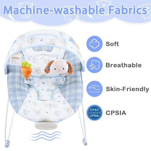 Miniatura 5 de Bouncer para bebés, asiento hinchable para bebés con música y vibraciones, balancín portátil para recién nacidos