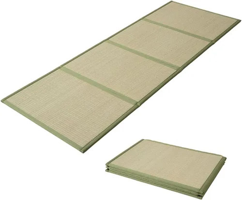 EMOOR Alfombrilla de tatami japonés, tamaño individual, hierba natural de Rush (sin teñir), colchón plegable Igusa para el suelo para dormir,