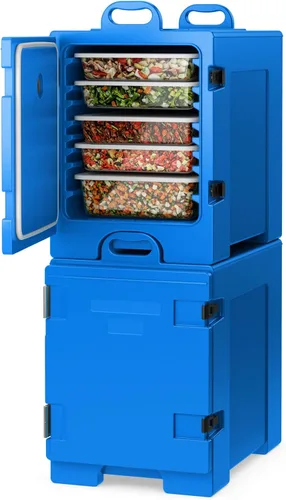 Miniatura 16 de COSTWAY Calentadores de alimentos para catering, cajas calientes para 5 sartenes de tamaño completo, capacidad de 81 cuartos de galón, diseño Negro