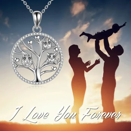 Miniatura 6 de Owl Gift for Women Owl Tree of Life Pendant Necklace for Women 925 Sterling Silver Tree of Life Owl Jewelry Gift for Women Mother