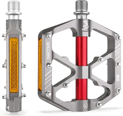 Miniatura 9 de MZYRH Pedales de plataforma para bicicleta de montaña con 3 rodamientos, aleación plana de 9/16 pulgadas, pedales antideslizantes para bicicleta