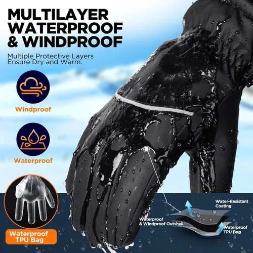 Miniatura 3 de rivmount Guantes de invierno para mujeres y hombres, guantes térmicos de esquí para clima frío con cálidos, impermeables, pantalla táctil