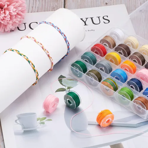 Miniatura 4 de Craftdady Cuerdas de poliéster encerado de 273 yardas de 0.022 in, colores mezclados para pulseras trenzadas de macramé, fabricación de joyas