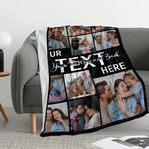 Miniatura 3 de Mantas personalizadas con collage de fotos y texto, hechas en Estados Unidos, mantas personalizadas con imágenes personalizadas para cumpleaños