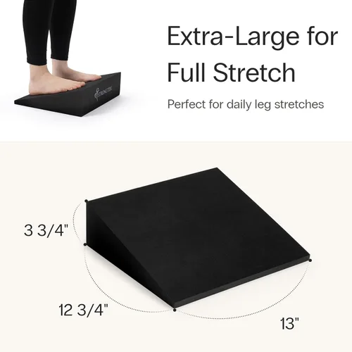 StrongTek XL Foam Yoga Wedge Blocks, Black, Set of 2, 16.5° Incline, 13" × 12.75" × 3.75", for Yoga, Stretching, Squats & Physical Therapy