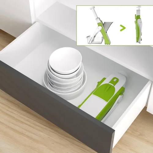 Miniatura 5 de Cortador de mandolina seguro para cocina, cortador de verduras y alimentos & espesor ajustable de 0.1-8 mm. Fácil de limpiar, almacenamiento, Verde