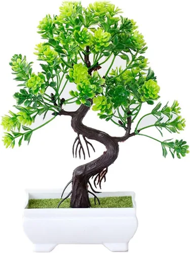 HASMI Plantas falsas plantas artificiales, plantas de árbol bonsái, flores falsas, adornos en maceta para decoración del hogar, decoración de A-06