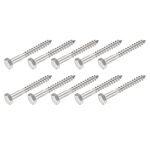 Miniatura 16 de METALLIXITY Tornillos hexagonales (M6 x 1.575 in), 10 unidades, pernos de madera autorroscantes de acero inoxidable 304, para aplicaciones domésticas