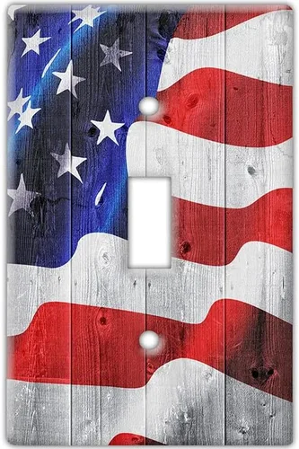 Miniatura 10 de Placa decorativa para interruptor de pared, placa decorativa de interruptor de bandera estadounidense, acabado de madera, ideal para porche y regalo