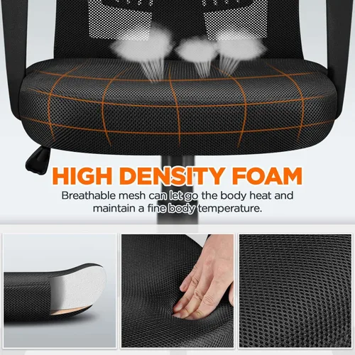 Miniatura 6 de Topeakmart Escritorio giratorio de oficina ergonómico de malla ajustable soporte lumbar para computadora, respaldo medio, reposabrazos