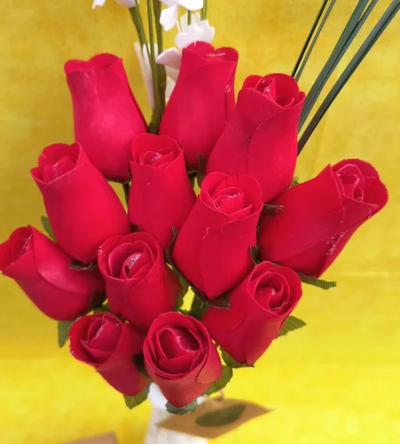 Miniatura 4 de Ramos originales de rosas de madera en 1, 2, o 3 docenas, Madera de abedul, Todo rojo, 1 Docena